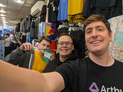 Arthur AI team selfie during a city game in New York